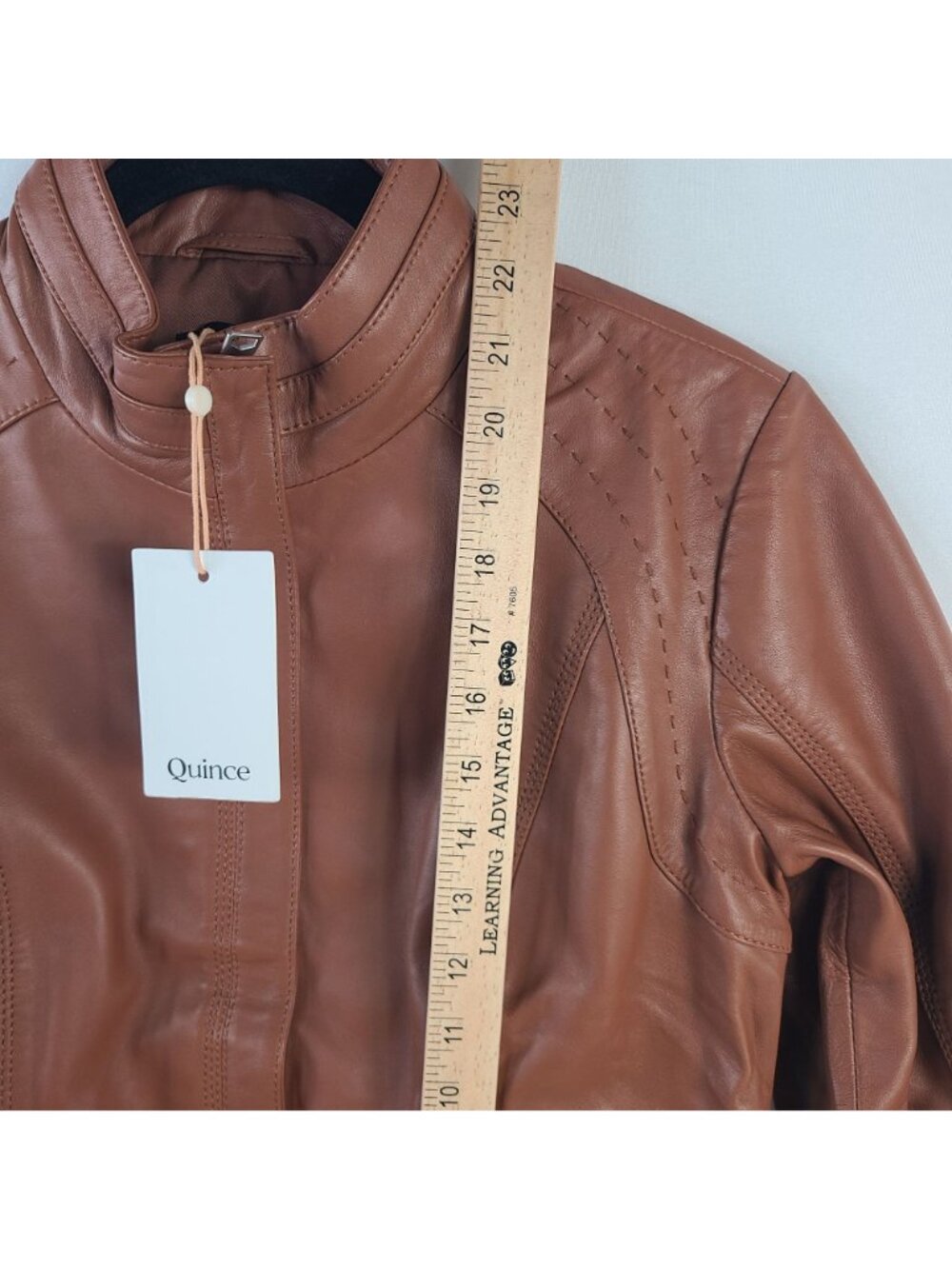 NEW Quince 100% Sheep Leather Stand Collar Jacket Cognac Women's Size M - Picture 9 of 11
